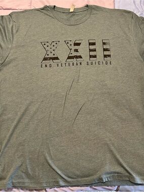 Next Level Apparel Men's Blue 'XII End Veteran Suicide' Graphic Tee 2XL